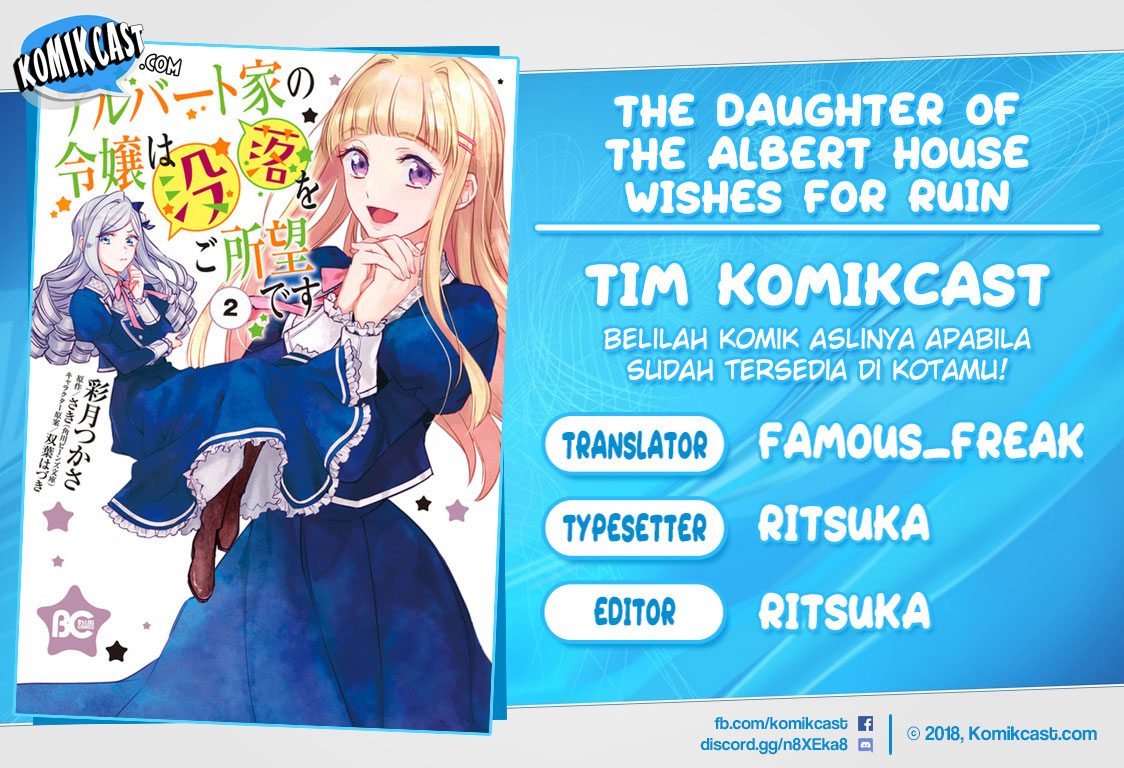Baca Komik Albert Ke no Reijou wa Botsuraku wo go Shomou desu Chapter 09.1 Gambar 1