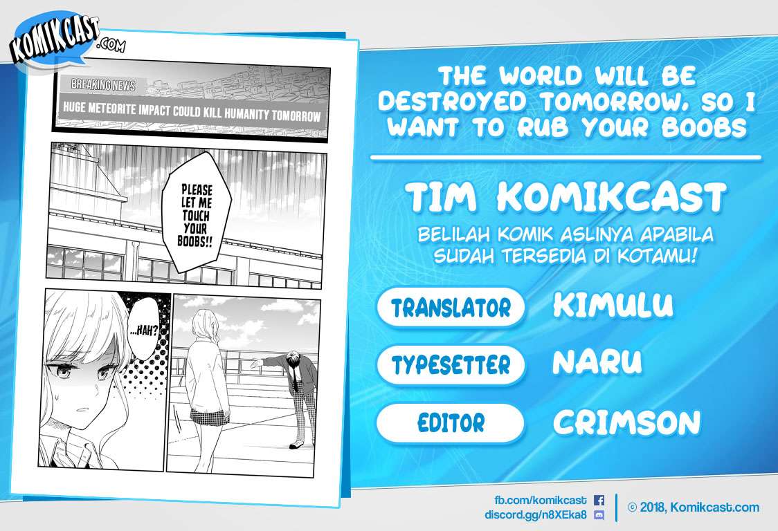 Baca Komik The World Will Be Destroyed Tomorrow, so I Want to Rub Your Boobs Chapter 01 Gambar 1