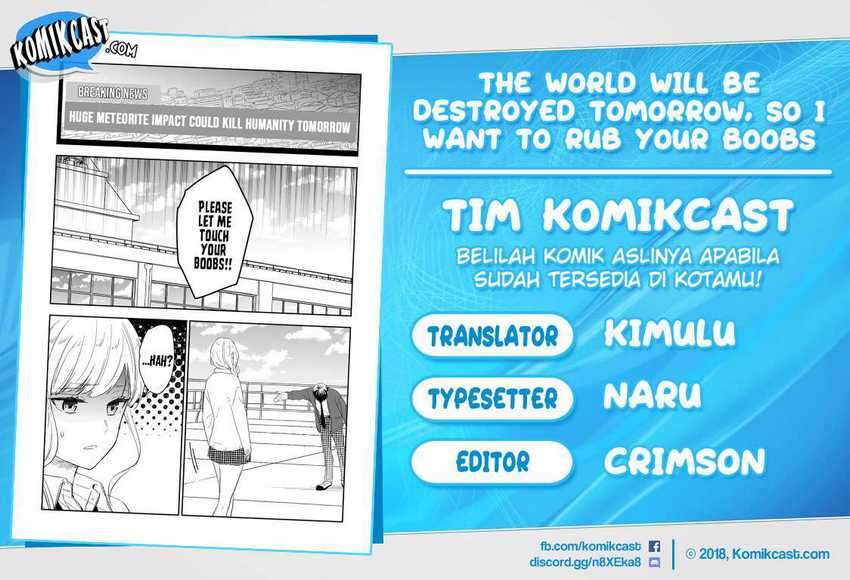 Baca Komik The World Will Be Destroyed Tomorrow, so I Want to Rub Your Boobs Chapter 06 Gambar 1