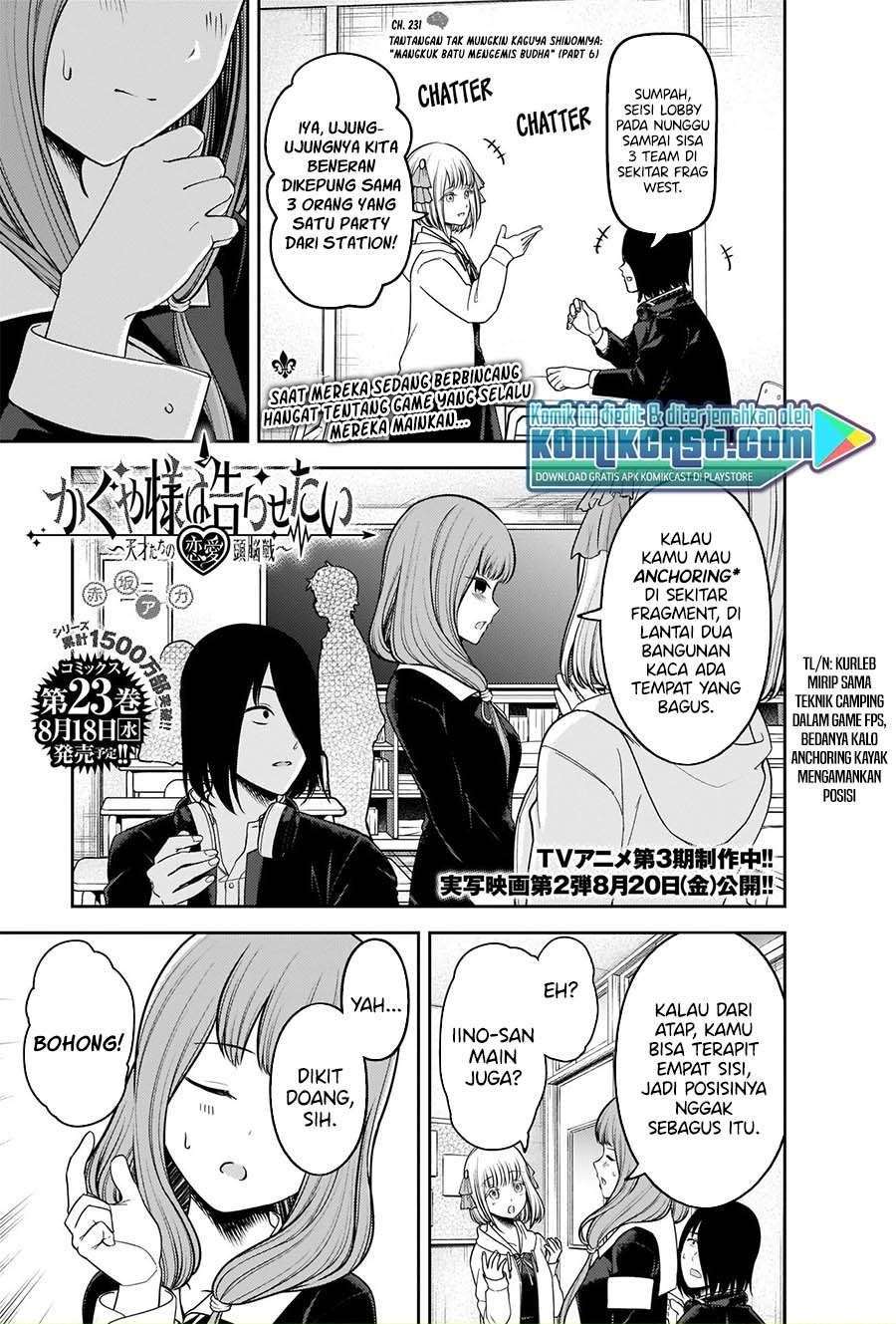 Baca Komik Kaguya-sama wa Kokurasetai – Tensai-tachi no Renai Zunousen Chapter 231 Gambar 1